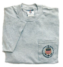 USCG Licensed Captain T-Shirt with Short Sleeves and Pocket