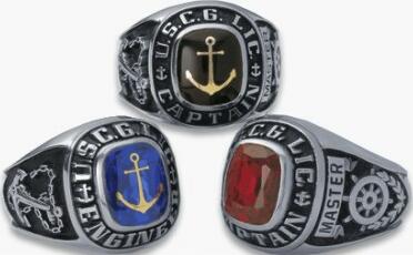 Sterling Silver USCG Licensed Captain or Engineer Class Ring