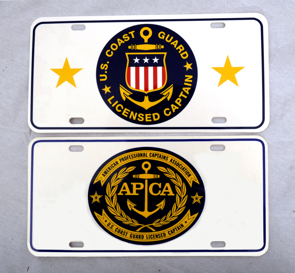 USCG Licensed Captain and APCA Captain License Plates