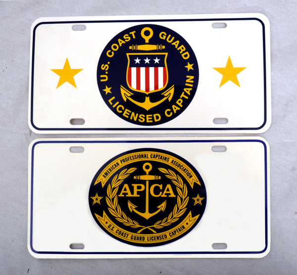 USCG Licensed Captain and APCA Captain License Plates